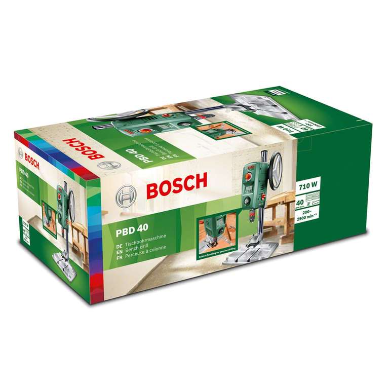 Perceuse à Colonne Bosch - PBD 40 (710W, livrée avec butée parallèle, pince à serrage rapide, emballage carton) - Vert