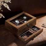 Boîte à montres en bois Songmics - doublure en velours + vitre en verre (27 x 20 x 13 cm)