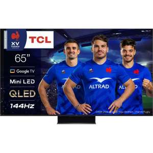 TV 65" TCL 65C845 (2023) - QLED Mini-LED, 4K, 144Hz, HDR, Dolby Vision, HDMI 2.1, FreeSync, Google TV (+100€ en carte cadeau) - Via ODR 300€