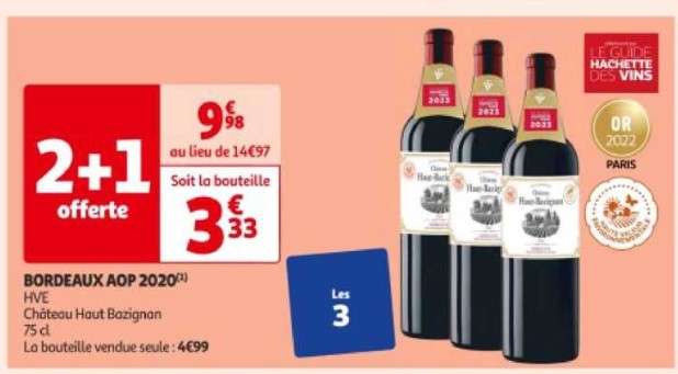 Lot de 3 bouteilles de Vin Rouge Château Haut Bazignan 2020 Bordeaux Supérieur - 3x75cl (Guide Hachette des Vins 2023)