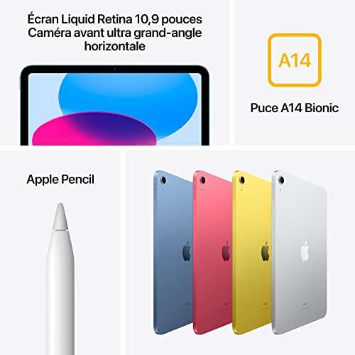[Prime] Tablette 10.9" Apple iPad 2022 10ᵉ génération - Wi-Fi, 64 Go