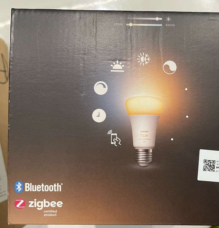 Kit Philips Hue : 2 Ampoules connectées E27 1100 lm White Ambiance + Pont de connexion + Télécommande compatible Bluetooth + zigbee