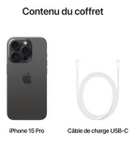 Smartphone 6.1" Apple iPhone 15 Pro - 128 Go, Titane noir, modèle Européen