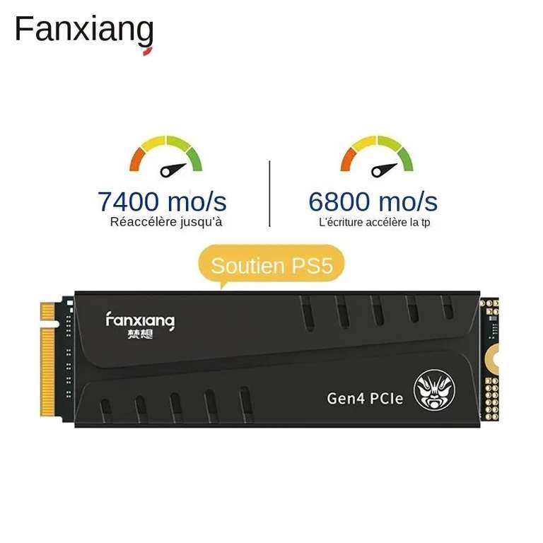 SSD M.2 NVMe PCIE 4.0 2To Fanxiang avec dissipateur (Compatible PS5)