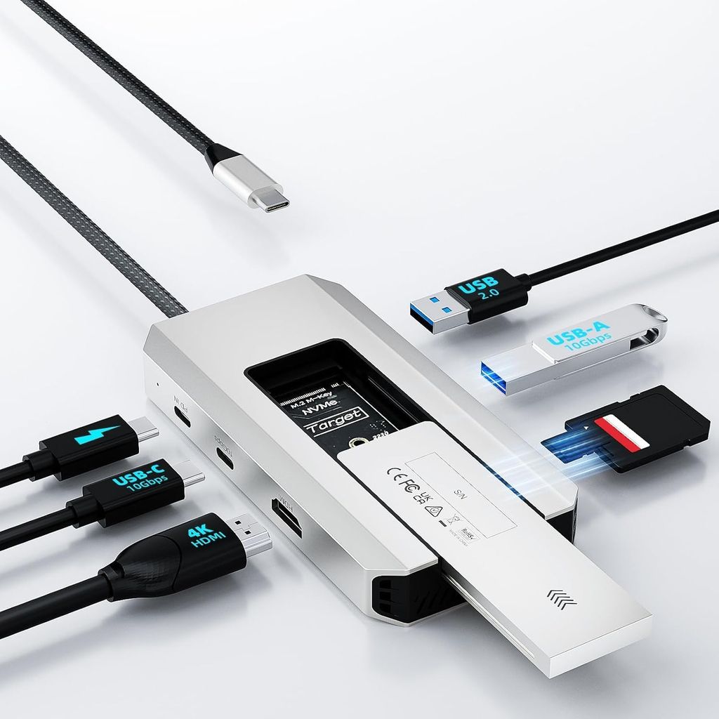 Hub USB C Wavlink - 10 Gbit/s, Port SSD M.2 PCIe/SATA, HDMI, 100W PD, USB A & C 3.2/2.0, SD & TF