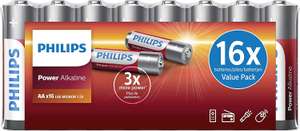 Lot de 16 Pile Alcaline AA Philips Power LR6P16F/10AA, 1,5 V