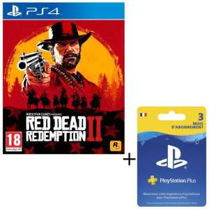 Pack Red Dead Redemption 2 sur PS4 + Abonnement PlayStation Plus de 3 Mois