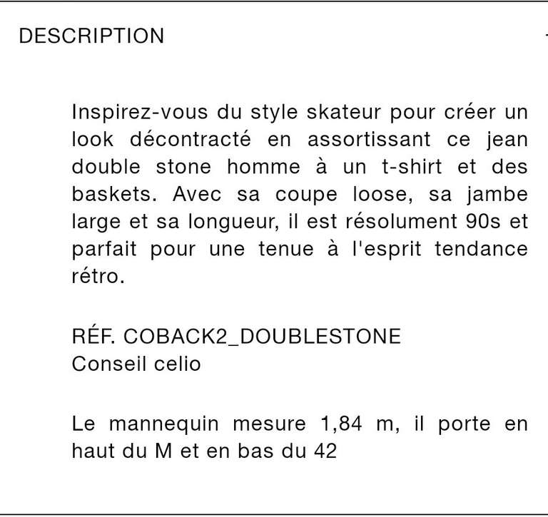 Jean loose C75 pour Homme - double stone, Tailles 34 à 46