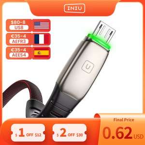 Câble micro-USB 3.1A Iniu - 50cm, Rouge