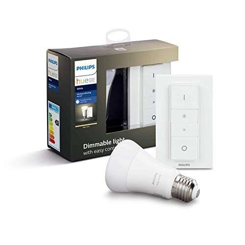 Kit Philips Hue : ampoule connectée E27 White + télécommande Dimmer