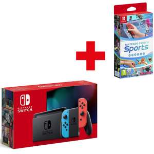 Pack console Nintendo Switch V2 (avec Joy-con Néon) + jeu Nintendo Switch Sports (via 50€ sur carte de fidélité)