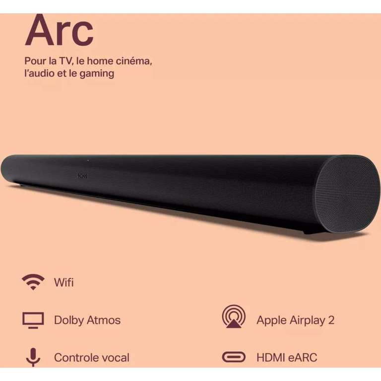 Barre de son Sonos ARC Noir + Sub Gen3 Noir + ERA300-NOIRx2