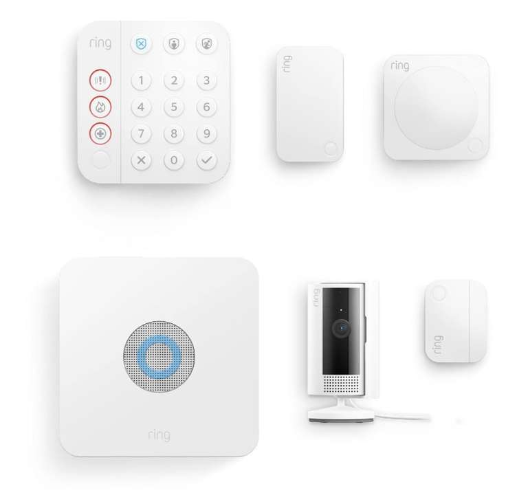 [Prime] Kit Système d'alarme sans fil connecté Ring Alarm + Indoor Cam (2e gén) - 5 pièces