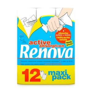 Pack de 12 rouleaux de papier essuie-tout Renova Active Absorption - (Via 5,59€ sur la carte de fidélité)