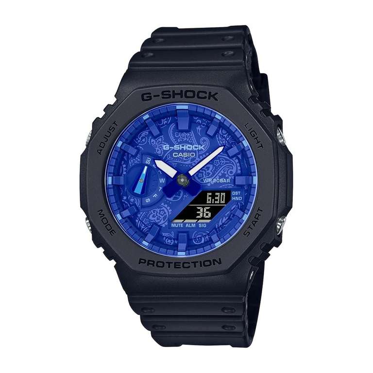 Montre Casio G-Shock GA-2100BP-1AER - Noir mat et fond bleu (collection capsule Blue Paisley)