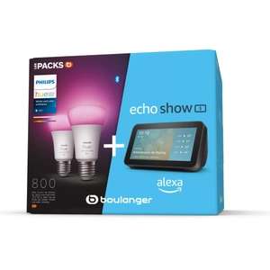 Pack Philips Hue 2 Ampoules White and Color E27 + Amazon Echo Show 5 (via retrait magasin)