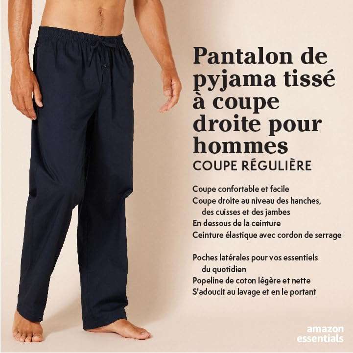 Pantalon De Pyjama Homme Doux Et Ample - Tissu Polyester/élasthanne, Cordon De Serrage, 2 Poches, Pour Maison, Détente