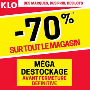 70% de réduction sur tout le magasin - Cholet (49) / Avignon (84) /Alès (30) /Chambry (02)