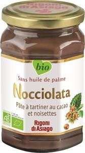 Pot de pâte à tartiner Bio Nocciolata Rigoni di Asiago sans huile de palme cacao et noisettes (250g)