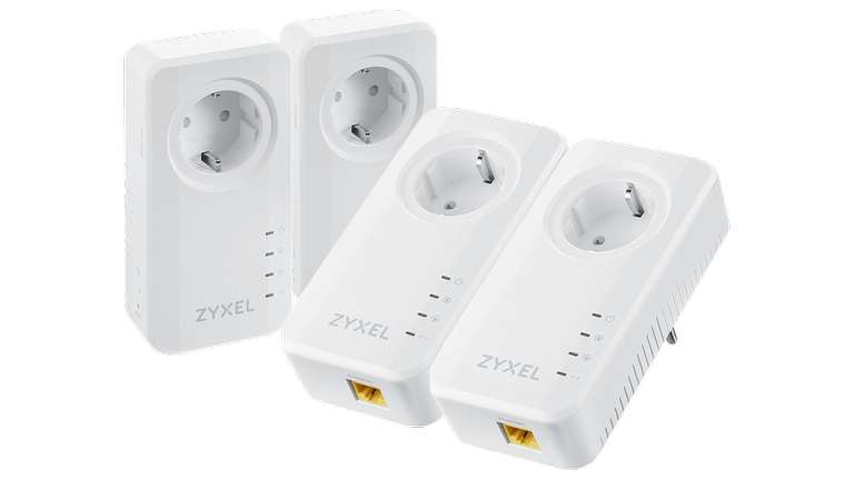 4x Prises Zyxel G.hn 2400 Mbps Powerline Pass-thru Adaptateur Gigabit Ethernet