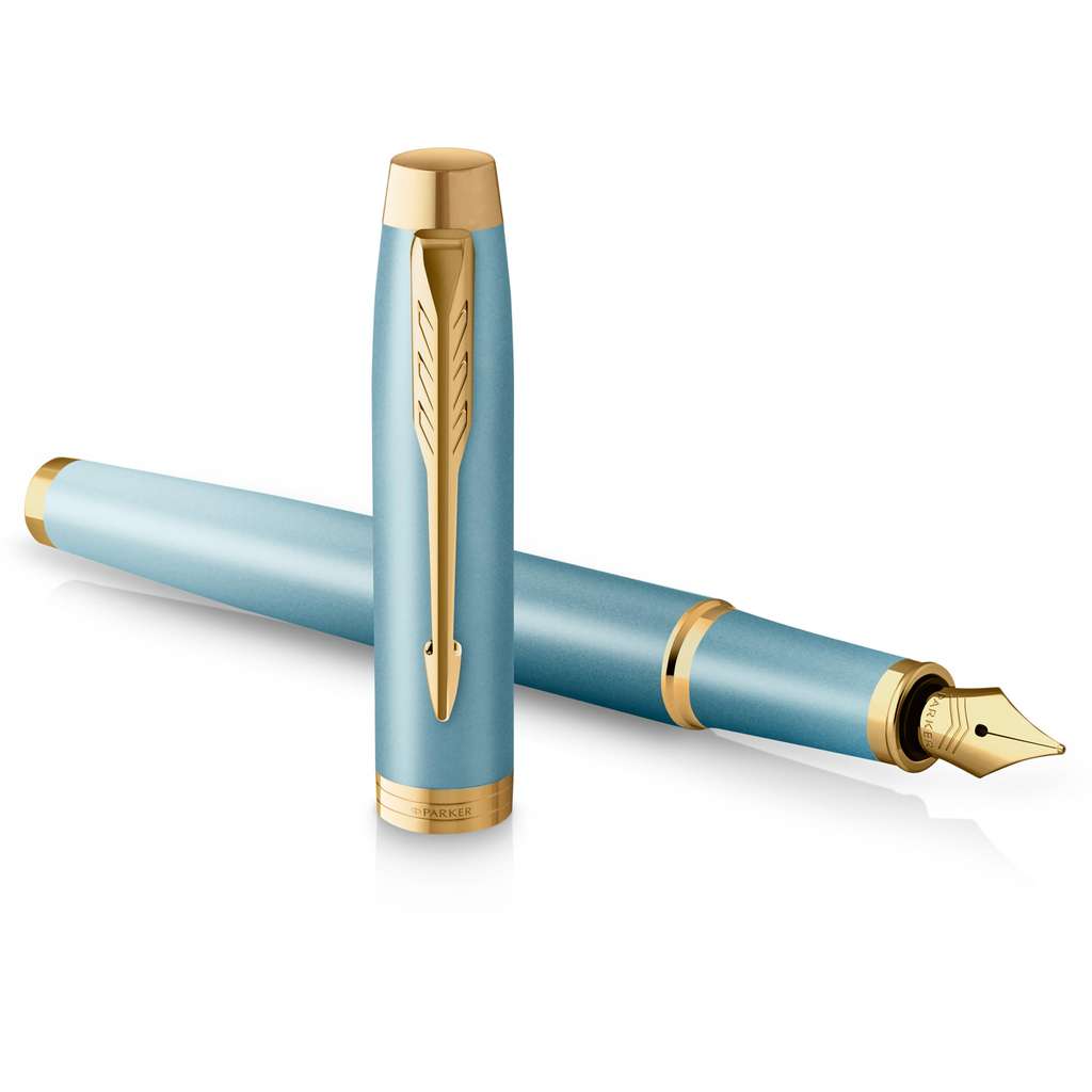 Stylo Plume Parker En Laque Bleu-vert - Capuchon Métal - Plume Moyenne - Occasion