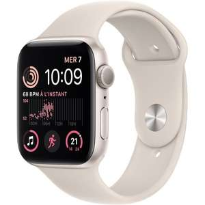 Montre Connectée Apple Watch SE GPS (2e génération) - 44mm, Boîtier Starlight Aluminium, Bracelet Starlight Sport Band Regular