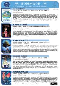 Programmation "Hommages au Studio Ghibli" du 25 mai au 23 juin - Cinéma Le Palace Cambrai (59)