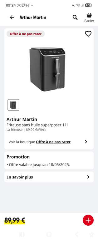 Friteuse sans huile 11L à double cuve, 89,99€ chez Intermarché | Dealabs