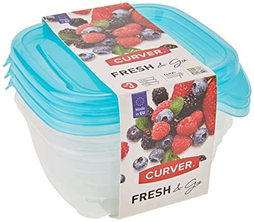 Lot de 3 Boîtes Fresh'n Go Curver - 3 x 0.25L, Adaptée au Micro-Ondes, Lave-Vaisselle, Congélateur