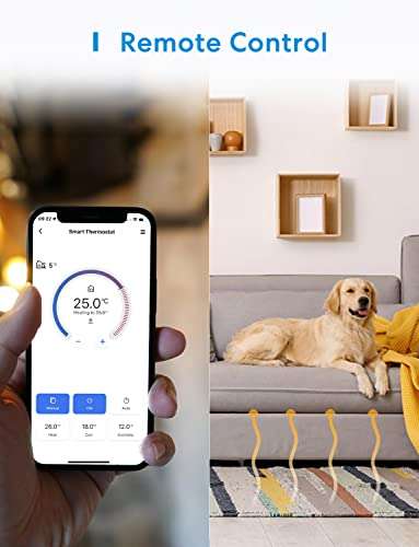 Thermostat connecté Meross ‎MTS200HK - Compatible avec HomeKit, Siri, Alexa et Google Home (via coupon)