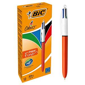 Lot de 12 stylo 4 couleurs Bic - 0.8 mm, rouge