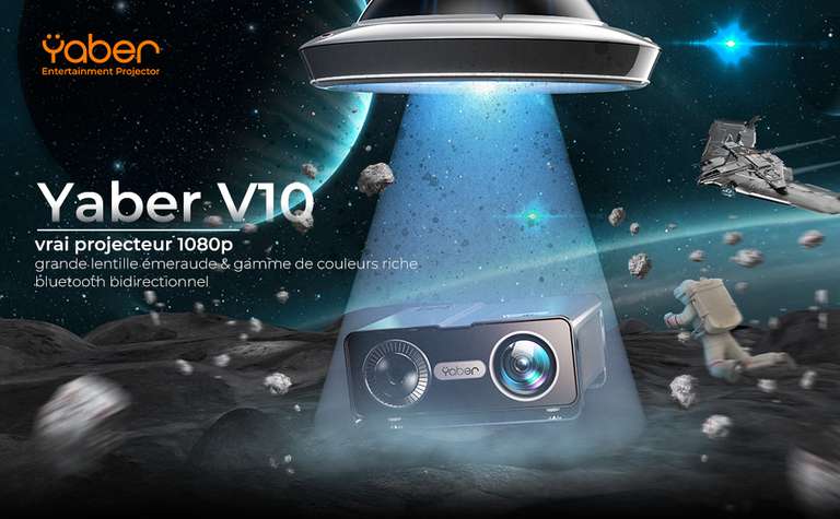 Projecteur YABER V10 - 1080P, Bluetooth 5.1 Bidirectionnel (Vendeur tiers - via coupon)
