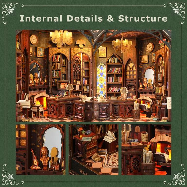 Serre-livres Puzzle 3D TOPBSFARNY - Maison De Poupée Chinoise Avec LED - Kit DIY Adulte - Décoration étagère