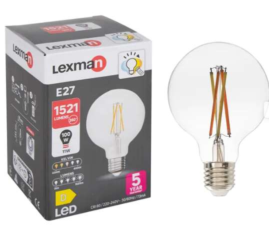 Ampoule décorative LED universelle Lexman - globe 95mm, E27, blancs & intensité variables