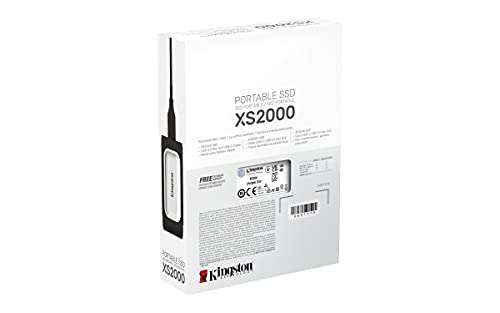 SSD portable NVMe Kingston XS2000 - 1 To, USB-C, 3.2 Gen 2×2, Jusqu'à 2000-2000 Mo/s en Lecture-Ecriture
