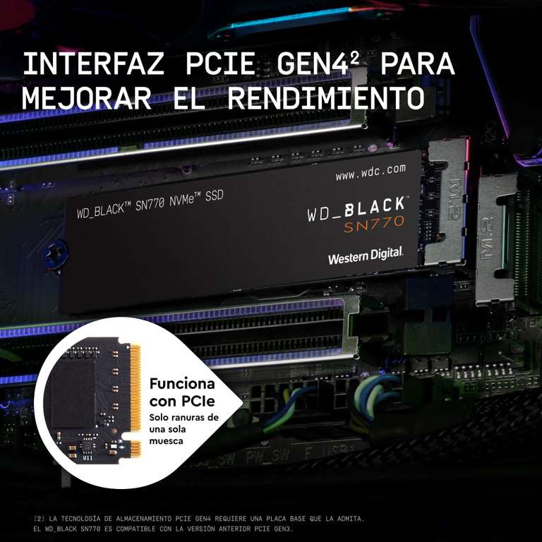 Disque SSD WD_BLACK 2To SN770 M.2 PCIe Gen4 NVMe 5150 MB/s