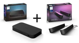 Boîtier de synchronisation Philips Hue Play HDMI Sync Box + Pack de 2 barres lumineuses Philips Hue Play (Noir)