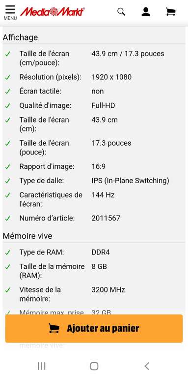 PC Portable 17.3" Medion Erazer Defender P10 - Full HD 144 Hz, i5-10300H, 8 Go RAM, 512 Go SSD, RTX 3060 (Frontaliers Belgique)