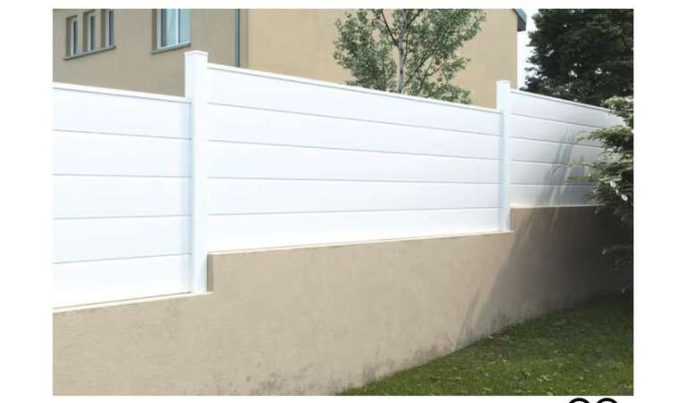 Lame de clôture PVC blanc - L. 1,80 m x l. 20 cm x Ép. 30 mm