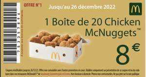 [Restaurants participants] 1 boîte de 20 Chicken McNuggets - Strasbourg (67)