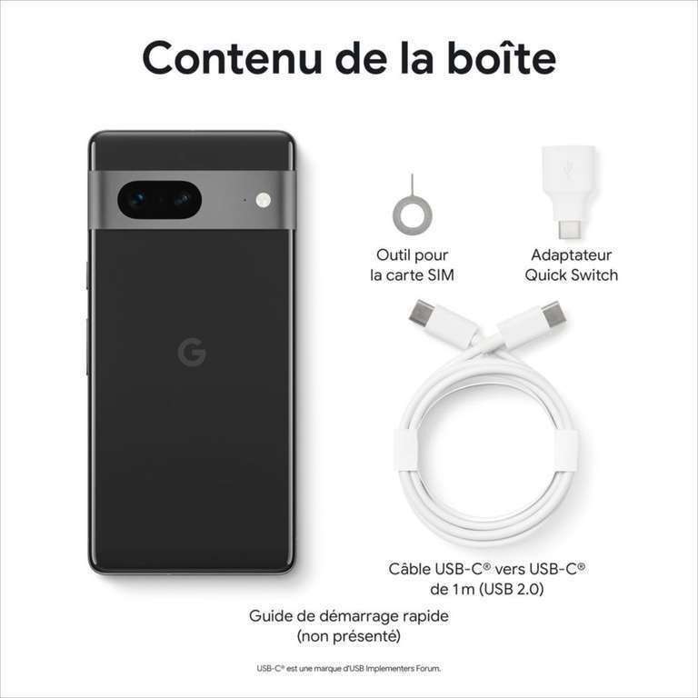 Smartphone 6.32" Google Pixel 7 - 5G, OLED FHD+ 90Hz, 8 Go RAM, 128 Go (via ODR 50€ + 29.95€ en RP) - Vendeur Boulanger