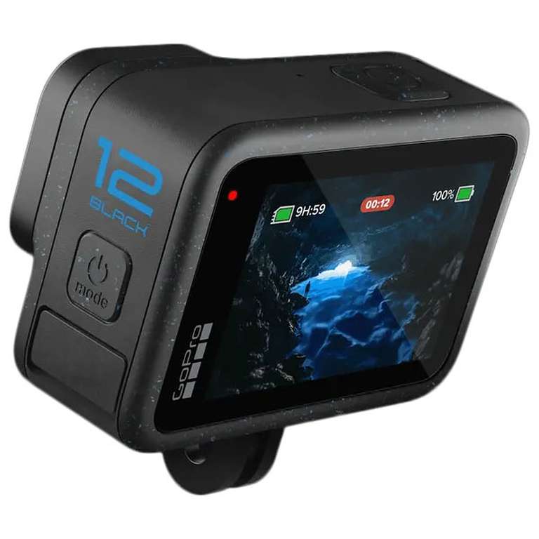 Caméra sport GoPro HERO12 Black avec Accessoires - 5.3K, 27.13 MP, HDR, Double écran, Ralenti 8x, WiFi/Bluetooth (+ 25.9€ en RP - Boulanger)