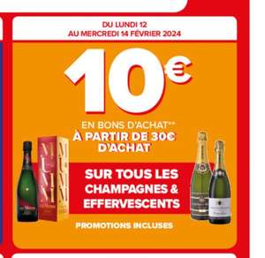 10€ en bon d'achat à partir de 30€ d'achat sur tous les champagnes & effervescents