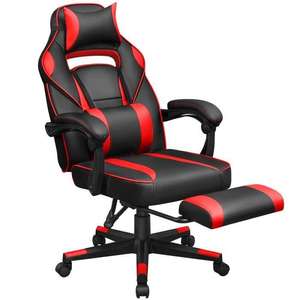Chaise gaming Songmics OBG73BRV1 - Repose-pieds, Coussins lombaire et tête, Charge max. 150 kg (Vendeur Tiers)