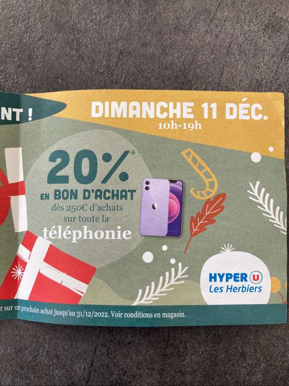 20% offerts en bon d'achat dès 250€ d'achats sur la téléphonie - Les Herbiers (85)