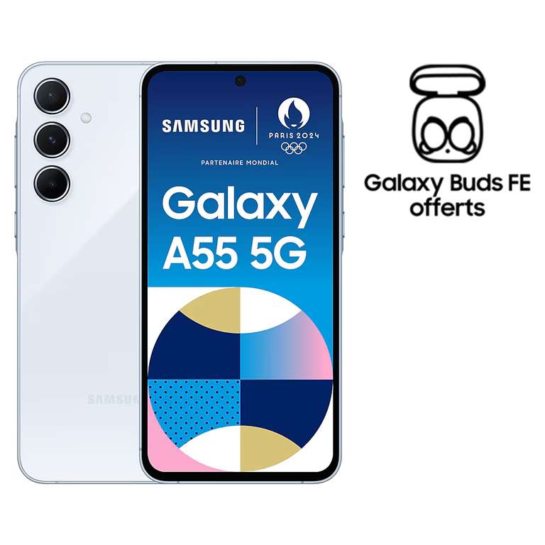 [Précommande - The Corner/Samsung +/...] Smartphone Samsung Galaxy A55 256 Go + Galaxy Buds FE (Via 50€ de bonus reprise)