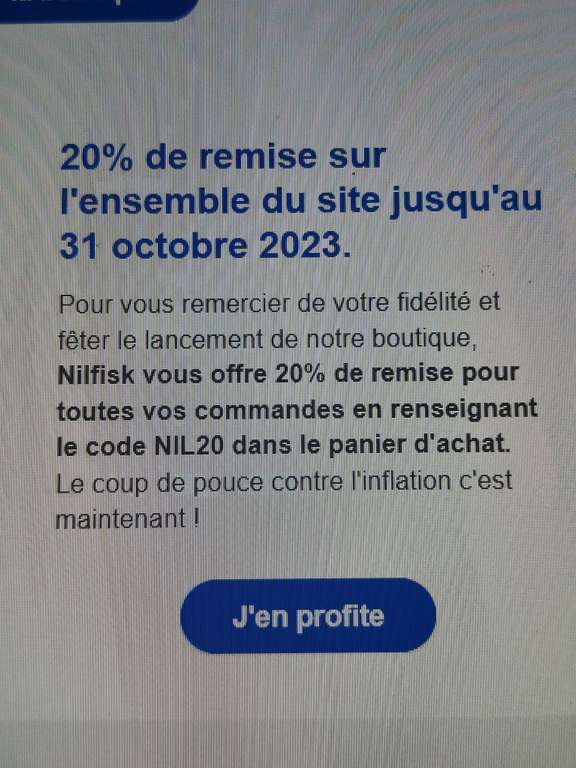 20% de réduction sur tout le site (nilfisk.com)