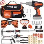 Kit d'outils de 48 pièces pour enfant - Perceuse électrique, marteau, scie, sac à outils, ceinture à outils, ruban à mesurer (Vendeur Tiers)