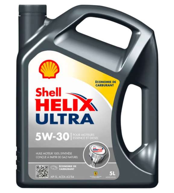 Bidon d'huile Shell Helix Ultra 5W30 essence ou diesel - 5L (Via 19,45€ sur Carte Fidélité)