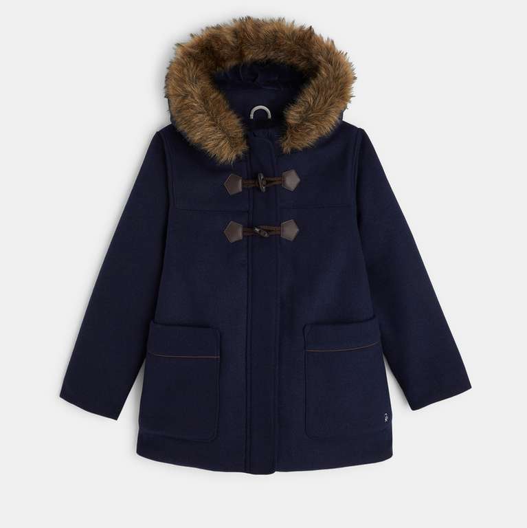 Manteau de ville caban capuche bleu fille Taille 3 12 ans